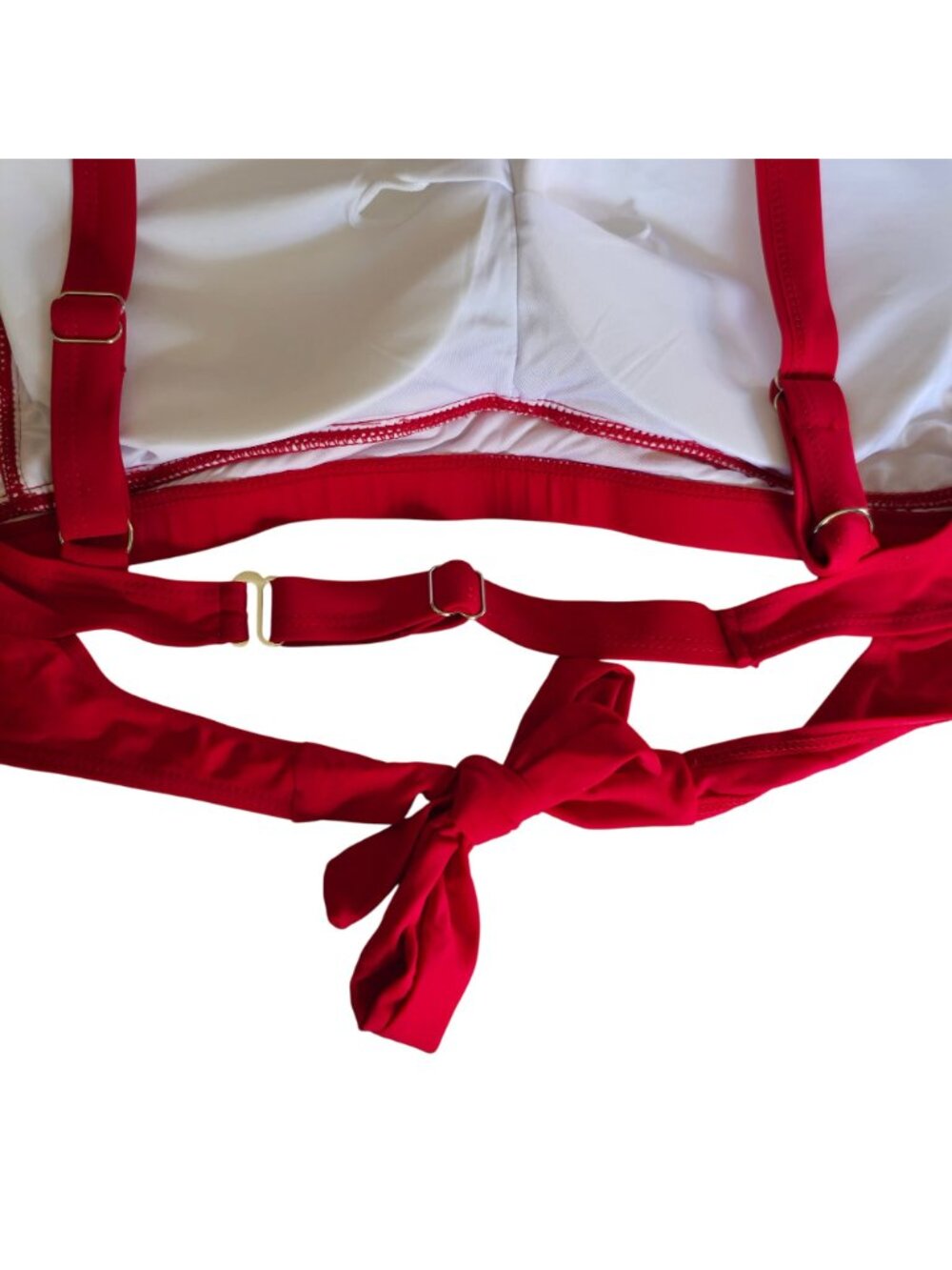 Plus Size Red Bikini Top 24W Padded Cups Adjustable Tie/Clasp Back Lined - Picture 8 of 8